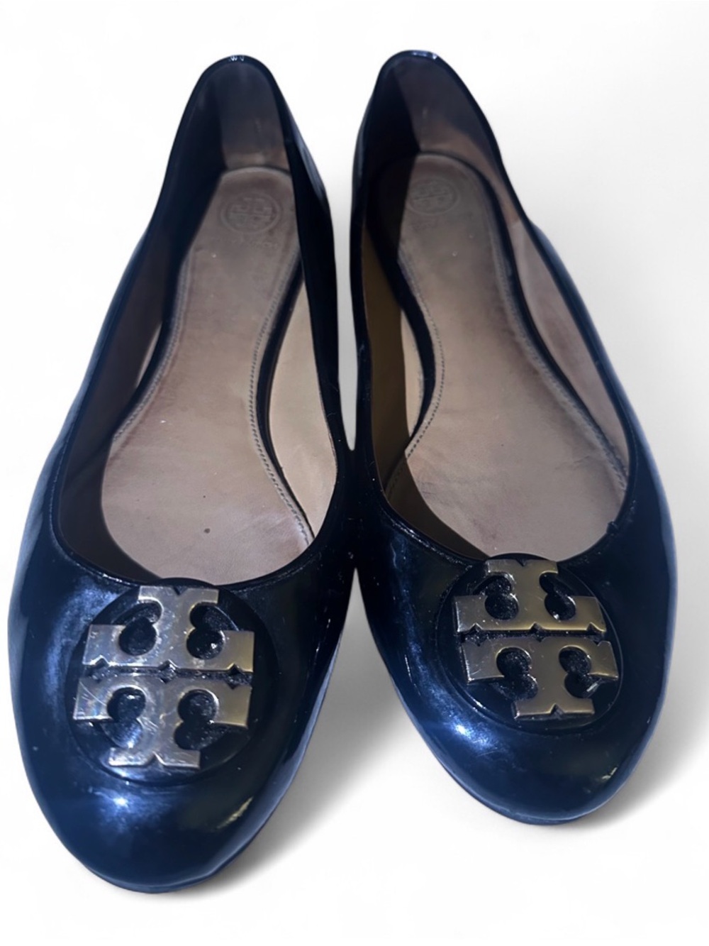 Tory Burch Black Patent Logo Ballet Flats